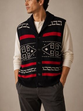 Pendleton-style Aztec Knit Sweater Vest, Size XXL